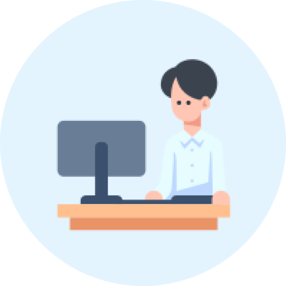 パソコンと向き合っている男の人のイラスト